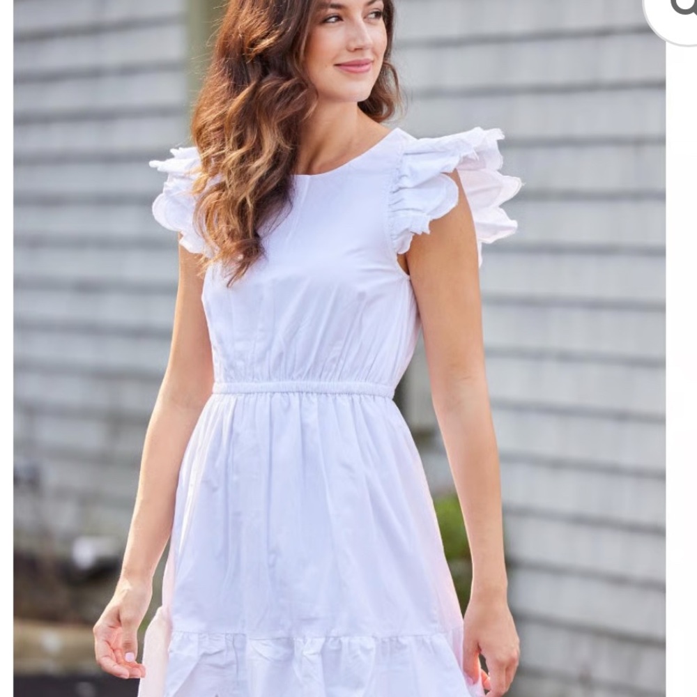 STS Sail to Sable Palm Beach Lately White Scallop Hem Mini Dress Small